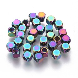 Ion Plating(IP) 304 Stainless Steel Beads, Cube, Rainbow Color, 3x3x3mm, Hole: 2mm(STAS-G170-36M-3mm)
