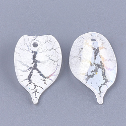 Acrylic Pendants, Crackle & AB Color, Petal , Creamy White, 21x13~14x5mm, Hole: 1.5mm(X-CACR-Q034-10A)