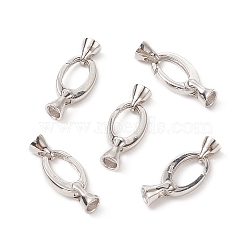 Anti-Tarnish Rhodium Plated 925 Sterling Silver Key Clasps, with 925 Stamp, Platinum, 26x10x6mm, Hole: 4mm(STER-F037-140P)