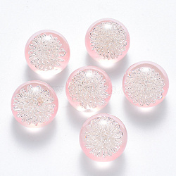Transparent Acrylic Cabochons, Flat Back, with Iron Wire inside, Round, Silver Color Plated, Pearl Pink, 20x17.5mm, bottom: 12mm(TACR-R144-01G)