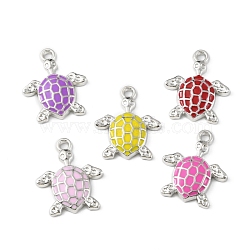 CCB Plastic Enamel Pendants, Platinum, Tortoise Charms, Mixed Color, 28x24x4.5mm, Hole: 2.5mm(CCB-K009-01P)