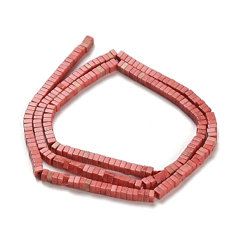 Natural Agate Beads Strands, Dyed, Square, Indian Red, 2.5x2.5x1.5mm, Hole: 1mm, about 236pcs/strand, 15.08''(38.3cm)