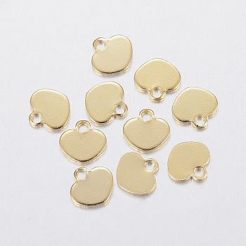 304 Stainless Steel Charms, Stamping Blank Tag, Heart, Golden, 5.5x6x0.5mm, Hole: 1mm