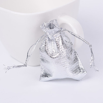 Organza Bags, Rectangle, Silver, 7x5cm