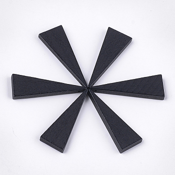 Painted Wood Pendants, Triangle, Black, 39.5x14x4mm, Hole: 1mm