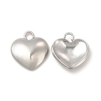 304 Stainless Steel Charms, Heart Charm, Stainless Steel Color, 13x12x3mm, Hole: 1.8mm
