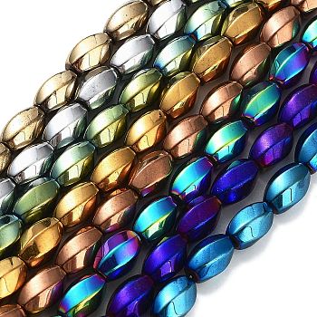 Synthetic Non-magnetic Hematite Beads Strands, Long-Lasting Plated, Twist, Mixed Color, 12~12.5x8~8.5mm, Hole: 1.2mm, about 32pcs/strand, 16.14''(41cm)