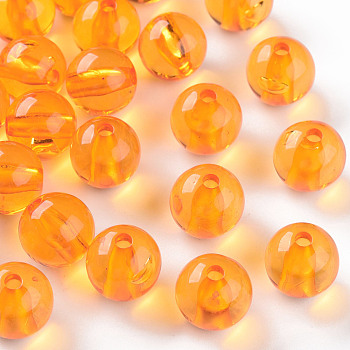Transparent Acrylic Beads, Round, Orange, 12x11mm, Hole: 2.5mm, about 566pcs/500g