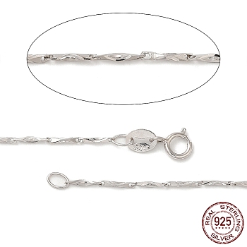 Rhodium Plated 925 Sterling Silver Chain Necklaces, with Spring Ring Clasps, with 925 Stamp, Platinum, 18 inch(45cm)
