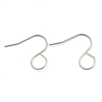 316 Surgical Stainless Steel Earring Hooks, Ear Wire, with Horizontal Loop, Platinum, 21x19x0.8mm, Hole: 5mm, Pin: 0.8mm