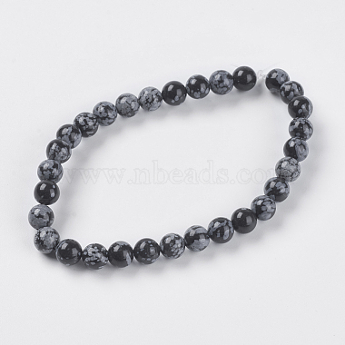 Chapelets de perles de flocon de neige en obsidienne naturelle(G-G515-6mm-01)-2