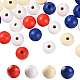 160 pcs 4 couleurs 4 juillet fête de l'indépendance américaine perles rondes en bois naturel peint(WOOD-LS0001-01C)-1