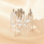 304 Stainless Steel Cuff Open Rings for Women, Starfish with Shell Shape, Stainless Steel Color, 23.5mm, US Size 9 3/4(19.5mm)(RJEW-A102-09P)