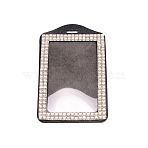 Rectangle Fiber ID Card Holder, with Resin Rhinestone, for Business Id Card , Crystal, 112x72x5mm, Hole: 13x4mm(AJEW-WH0245-70A)