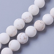 Natural Magnesite Beads Strands, Frosted, Round, 6.5x6mm, Hole: 1mm, about 62pcs/strand, 15.2 inch(38.6cm)(G-F592-03-6mm)