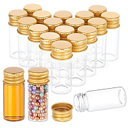 20Pcs Glass Bead Containers, with Aluminum Cap, Gold, 5.15x2.2cm, Capacity: 10ml(0.34fl. oz)(CON-BC0007-31D)