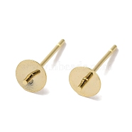 Brass Studs Earrings Finding, Lead Free & Cadmium Free, Round, Real 24K Gold Plated, 13.5x5mm, Pin: 12x1mm & 1mm(KK-K383-02C-G)