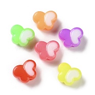 Two Tone Opaque Acrylic Beads, Imitation Jelly, Butterfly, Mixed Color, 13.5x17.5x9.8mm, Hole: 2.8mm, about 333pcs/500g(SACR-I005-01B)