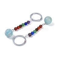 Gemstone Keychain, with Iron Rings, 95~96mm(G-H076-01P-06)