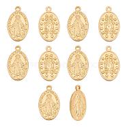 10Pcs Brass Pendants, Long-Lasting Plated, Oval with Virgin Mary, Real 18K Gold Plated, 20.5x11.5x2mm, Hole: 1.4mm(KK-UN0001-38)
