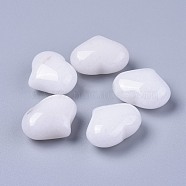 Natural White Jade Heart Love Stone, Pocket Palm Stone for Reiki Balancing, 20x25x11~13mm(G-F659-A32)