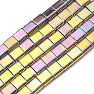 Electroplated Non-magnetic Synthetic Hematite Beads Strands, Square, 2-Hole, Colorful, 6x6x3mm, Hole: 1.2mm, about 69pcs/strand, 15.55 inch(39.5cm)(G-C106-A02-07)