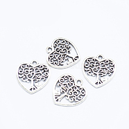 Alloy Pendants, Heart, Antique Silver, 17x18mm, Hole: 2mm(HEAR-PW0001-059AS)