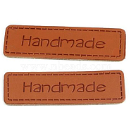 Imitation Leather Label Tags, with Word Handmade, for DIY Jeans, Bags, Shoes, Hat Accessories, Rectangle, Chocolate, 10x40mm(PURS-PW0001-478A)