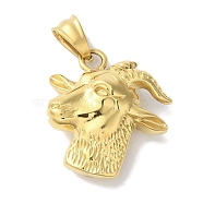 Ion Plating(IP) 304 Stainless Steel Pendants, Goat Head Charm, Golden, 28x28x7.5mm, Hole: 7.5x5mm(STAS-Z075-19G)