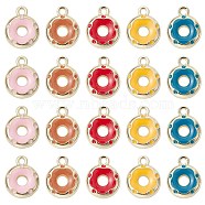 30Pcs Alloy Enamel Charms, Donut Charm, Golden, Mixed Color, 12.5x10x3mm, Hole: 1.5mm(ENAM-CJ0005-56)