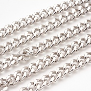 Iron Cuban Link Chains, Chunky Chains, Unwelded, with Spool, Oval, Platinum, 9x8x2mm, about 164.04 Feet(50m)/roll(CH-R013-9x8mm-P)