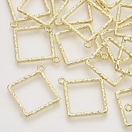 Rack Plating Alloy Open Back Bezel Pendants, For DIY UV Resin, Epoxy Resin, Pressed Flower Jewelry, Rhombus, Light Gold, 30x27x2mm, Hole: 1.8mm(X-PALLOY-N150-37)