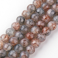 Baking Painted Crackle Glass Bead Strands, Round, Dark Gray, 6mm, Hole: 1.3~1.6mm, about 133pcs/strand, 31.4 inch(DGLA-Q023-6mm-YS73)