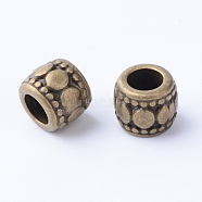 Tibetan Style Alloy Beads, Column, Cadmium Free & Nickel Free & Lead Free, Antique Bronze, 7x6mm, Hole: 3.5mm, about 1340pcs/1000g(TIBE-Q063-124AB-NR)
