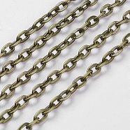 Iron Cable Chains, Unwelded, with Spool, Flat Oval, Cadmium Free & Nickel Free & Lead Free, Antique Bronze, 5x3.3x0.9mm, about 164.04 Feet(50m)/roll(CH-0.9PYSZ-AB)