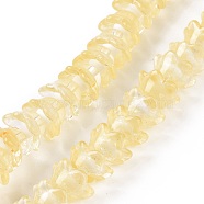 Transparent Glass Beads Strands, Flower, Light Khaki, 11~12x7.5~8mm, Hole: 1.4mm, about 50pcs/strand, 11.42''(29cm)(LAMP-H061-01C-06)
