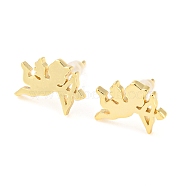 Rack Plating Brass Cupid Stud Earrings, Cadmium Free & Lead Free, Long-Lasting Plated, Golden, 8.5x12mm(EJEW-G361-01G)