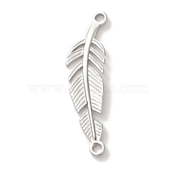 304 Stainless Steel Connector Charms, Leaf, Stainless Steel Color, 35x19x1.5mm, Hole: 1.9mm(STAS-C110-14P)