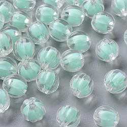 Transparent Acrylic Beads, Bead in Bead, Pumpkin, Aquamarine, 11x11.5mm, Hole: 2mm, about 610pcs/500g(TACR-S152-07A-SS2111)