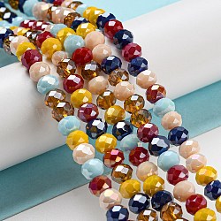 Glass Beads Strands, Faceted, Rondelle, Mixed Color, 6x5mm, Hole: 1mm, about 85~88pcs/strand, 16.1~16.5 inch(41~42cm)(EGLA-A034-M6mm-30)