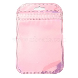 Plastic Glitter Holographic Packaging Yinyang Zip Lock Bags, Top Self Seal Pouches, Rectangle, Pink, 13x8.5x0.15cm, Unilateral Thickness: 2.5 Mil(0.065mm)(OPP-D003-04E)