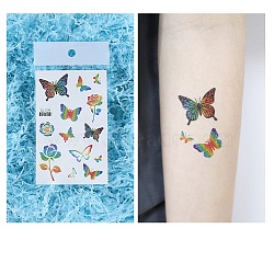 Pride Rainbow Flag Removable Temporary Tattoos Paper Stickers, Butterfly, 12x7.5cm(PW-WG41952-08)