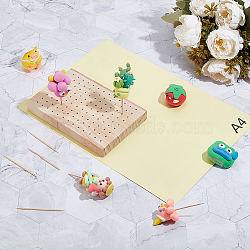 117-Hole Oak Wooden Food Skewer Display Holder, Clay Figurines Doll Display Trays, for DIY Craft Pottery Clay Model and Food Pick Displays, Rectangle, Wheat, 10x15.1x1.8cm, Hole: 2.5mm(WOOD-WH0030-16B)