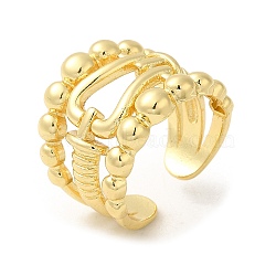 Rack Plating Brass Open Cuff Rings, Long-Lasting Plated, Lead Free & Cadmium Free, Real 18K Gold Plated, Inner Diameter: 18.2mm(RJEW-B048-04G)