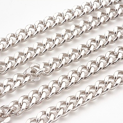 Iron Cuban Link Chains, Chunky Chains, Unwelded, with Spool, Oval, Platinum, 9x8x2mm, about 164.04 Feet(50m)/roll(CH-R013-9x8mm-P)