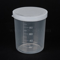 Measuring Cup Plastic Tools, Graduated Cup, White, 5.6x5.7x6.5cm, Capacity: 100ml(3.38fl. oz)(AJEW-P092-04)