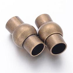 Brass Magnetic Clasps with Glue-in Ends, Oval, Antique Bronze Color, 17x10mm, Hole: 6mm(KK-H303-1)