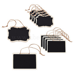 10Pcs 2 Styles Mini Wooden Hanging Chalkboard, Cute Blackboard Craft Decoration, with Jute Twine, Rectangle, Black, 18.5~20.5cm, 5pcs/style(HJEW-DR0001-05B)