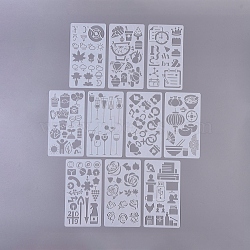 Plastic Drawing Painting Stencils Templates, for Painting on Scrapbook Fabric Tiles Floor Furniture Wood, White, 17.1x9.6x0.05cm, 10pcs/set(DIY-WH0157-06B)