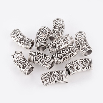 Tibetan Style Alloy Hollow Tube Beads, Antique Silver, 22x12x10mm, Hole: 7mm